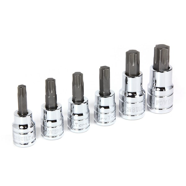 6Pc 3/8", 1/2" Drive Star Bit Socket Set